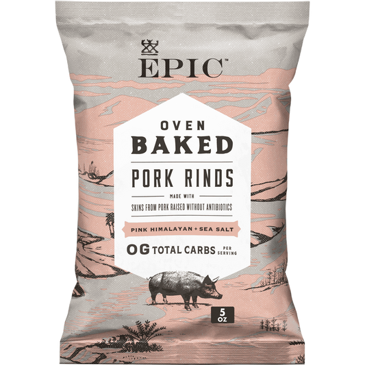 EPIC Oven Baked Pork Rinds Made With Pink Himalayan Salt (3 X 5 OZ)